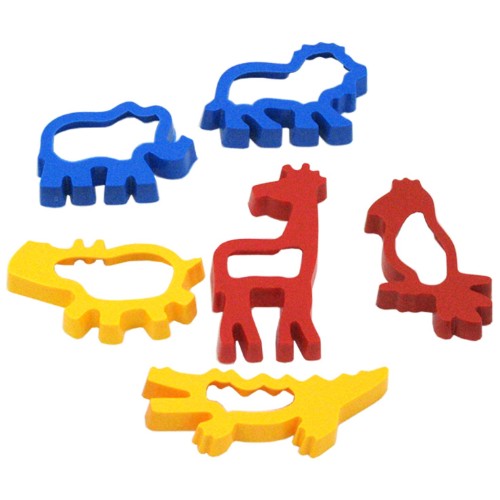 Set of 6 jungle animal-shaped dough cutters for fun baking and crafting, perfect for kids and adults.