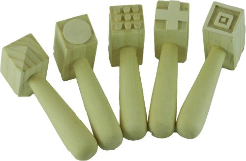 Dough Tools - Wooden Pattern Hammers Set of 5