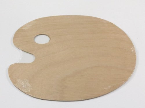 E5311m Wood Palette 24x30 oval, durable wood, perfect for mixing paints, ideal for artists and crafters.