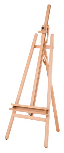 Adjustable Lyre Easel in beech wood, featuring height-adjustable mast and stable A-frame for artists' versatility.