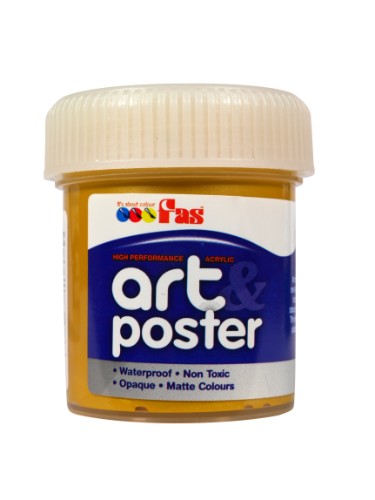 Fas A&P 60ml Gold Poster Paint, vibrant matte finish, ideal for indoor/outdoor art projects and offers a UV glow effect.