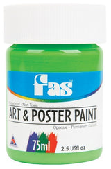 Fas A&P 75ml Fluo Green paint, vibrant water-based formula for indoor/outdoor use, ideal for arts, crafts, and signage.