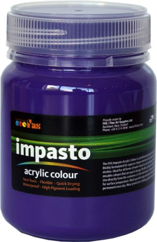 Fas Impasto Acrylic 250ml in Deep Violet, ideal for vibrant layering and texture in professional artworks.