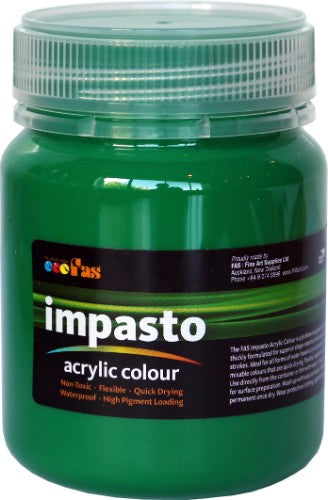 FAS Impasto Acrylic paint in Green Dark, 250ml tube, ideal for vibrant, textured artwork.