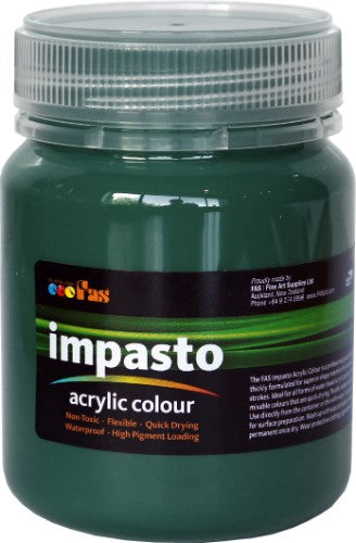 250ml Green Deep Fas Impasto Acrylic Paint, thick and vibrant for textured art, ideal for professionals and enthusiasts.