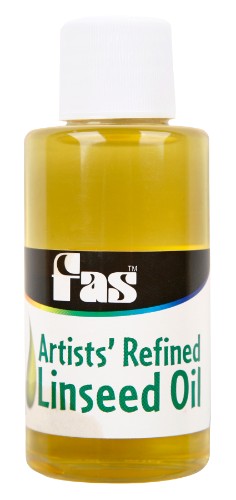 Fas Linseed Oil 60ml enhances acrylic paint with durability, glossy finish, and slow drying for detailed artistic work.