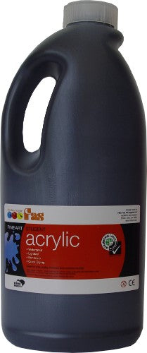 FAS Student Acrylic 2ltr Black paint for versatile, vibrant artwork, ideal for canvas, murals, and mixed media projects.