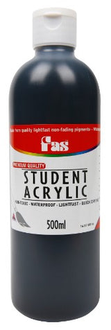 Fas Student Acrylic 500ml Black paint, ideal for artists, offers rich black hue, fast-drying formula, and excellent coverage.