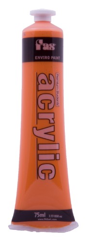 Vibrant 75ml orange acrylic paint for artists, ideal for layering and blending, non-toxic and lightfast.