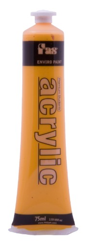 Warm Yellow acrylic paint in a 75ml tube, perfect for artists with vibrant color and versatile application.