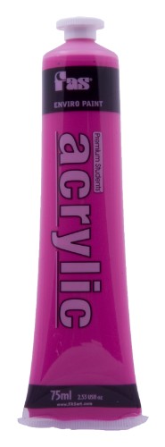 Vibrant 75ml magenta acrylic paint for artists, ideal for canvas, paper, and wood, offering excellent color payoff and mixing.