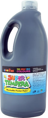 Fas Super Tempera 2ltr Black paint, non-toxic, perfect for vibrant art projects, ready-to-use, dries quickly, great opacity.