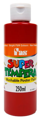 Fas Super Tempera 250ml in Burgundy, non-toxic paint for classrooms, vibrant and washable, perfect for various techniques.