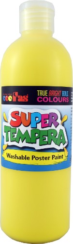 Fas Super Tempera 500ml Yellow, vibrant non-toxic paint ideal for art projects, classrooms, and creative expression.