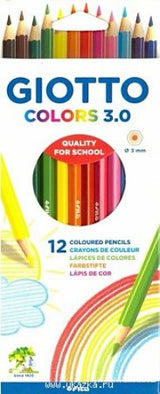 Giotto Colors 3.0 Pencils Box of 12 featuring vibrant colors, robust 3 mm lead, and eco-friendly FSC certified wood.