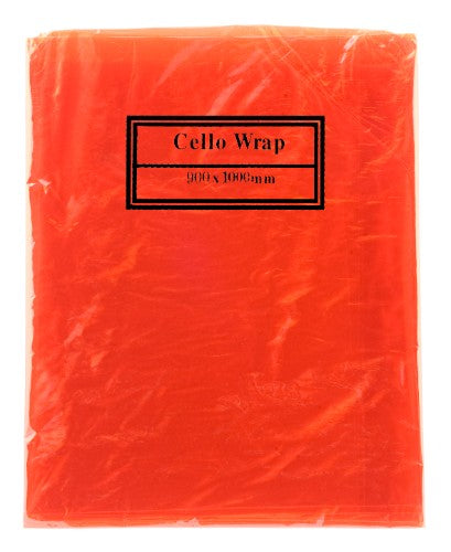 Vibrant orange cellophane roll 90x100cm for gift wrapping and decorations, eco-friendly and durable with a shiny finish.