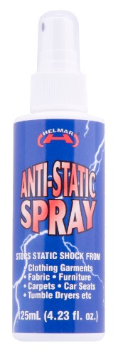 Helmar Anti-Static Spray 125ml for fabrics to eliminate static cling and enhance comfort in clothing and home furnishings.