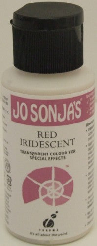 Jo Sonja's 60ml Red Iridescent Acrylic Paint, perfect for adding shimmering highlights to artwork.