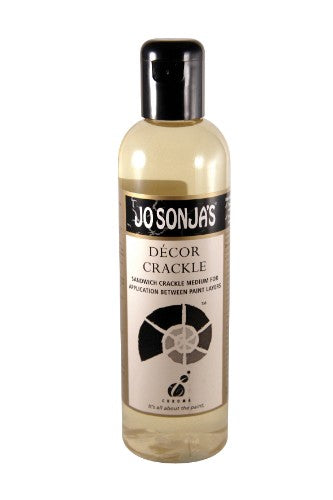 Jo Sonja's Decor Crackle Medium 250ml for creating vintage crackle effects on various surfaces like wood and canvas.