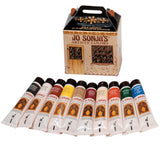 Jo Sonja's Palette Sampler acrylic paint set featuring 10 vibrant 20ml tubes for artists of all skill levels.