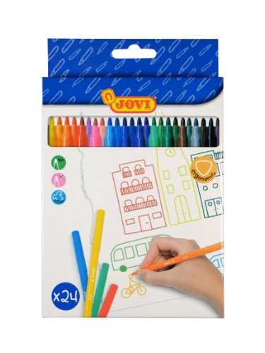 Set of 24 Jovi washable felt-tip pens in vibrant colors, perfect for creative projects and easy cleanup.