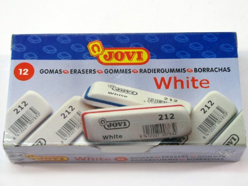 Box of 12 Jovi artist erasers, perfect for clean, smudge-free pencil mark removal in art and note-taking.