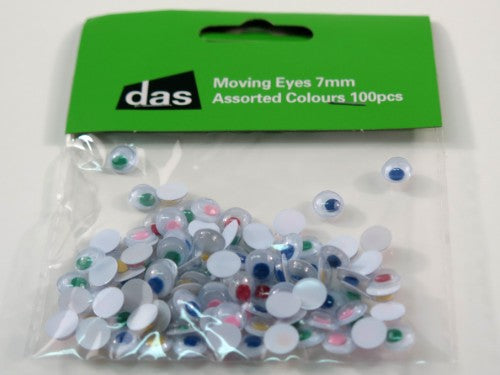 Craft - Moving Eyes 7mm Assorted Colours 100pcs