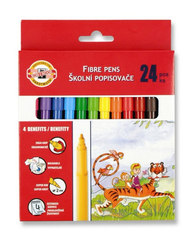 Felt Pens - Koh-I-Noor Fibre Pens 24's