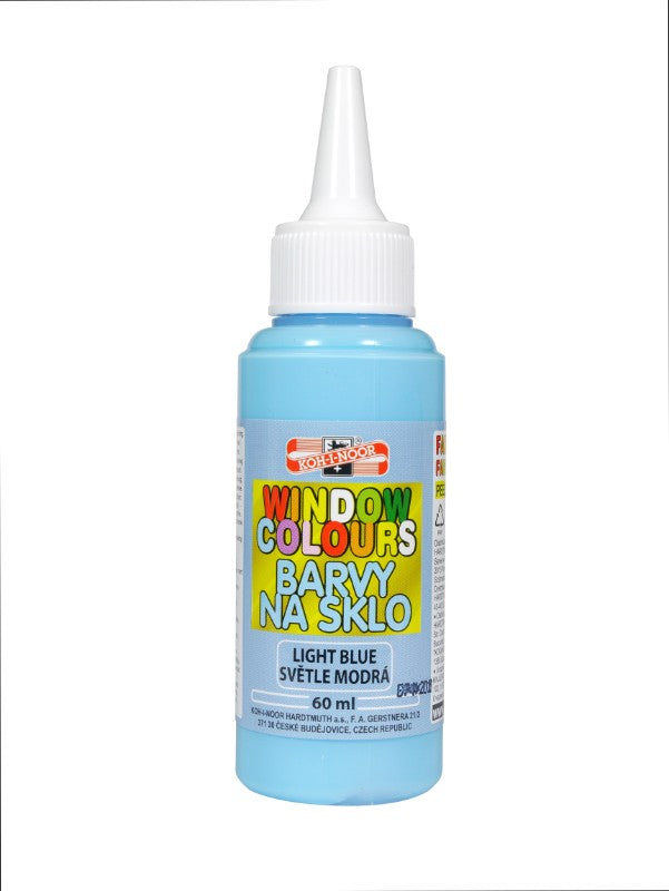 Kohinoor Glass Colour 60ml in Sky Blue, vibrant glass paint for artists, safe for kids, ideal for decorating smooth surfaces.