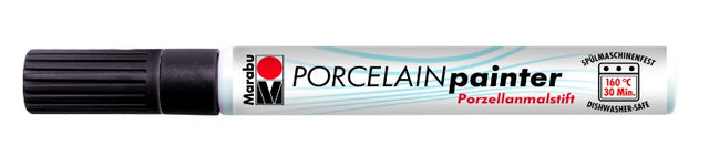 Black porcelain paint for ceramics, ideal for intricate detailing and vibrant color on various surfaces.