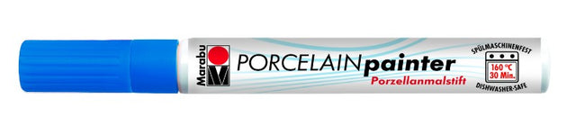 Gentian porcelain paint in 1-2mm tip, ideal for detailed designs on ceramics and other surfaces, dishwasher-safe after curing.