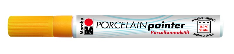 Vibrant Sunshine Yellow porcelain paint for creative ceramic artistry, suitable for various surfaces, water-based, dishwasher-safe.