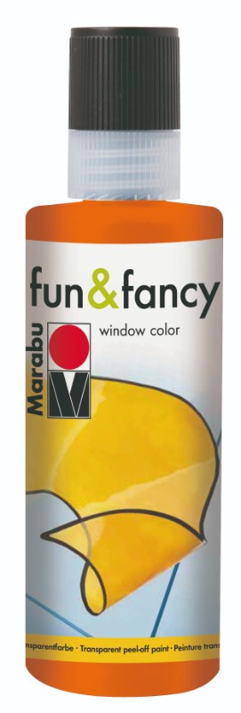 Vibrant 80ml orange glass paint for crafting, featuring excellent adhesion and a glossy finish, non-toxic and water-based.
