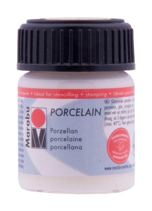 Marabu 15ml Porcelain Paint in Ivory for creating vibrant porcelain and ceramic art, dishwasher safe and versatile.