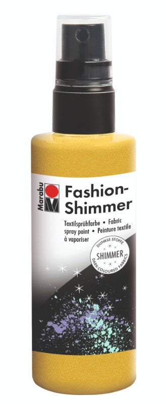 Marabu Fashion Shimmer fabric spray in Lemon, 100ml, adds vibrant sparkle to fabrics like T-shirts and bags.