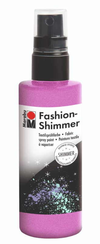 Vibrant Rose Pink fabric spray for DIY projects, adding shimmer to T-shirts, bags, and more.