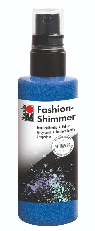 Marabu Fashion Shimmer Fabric Spray in Sky Blue, 100ml, adds vibrant shimmer to fabrics for DIY fashion projects.