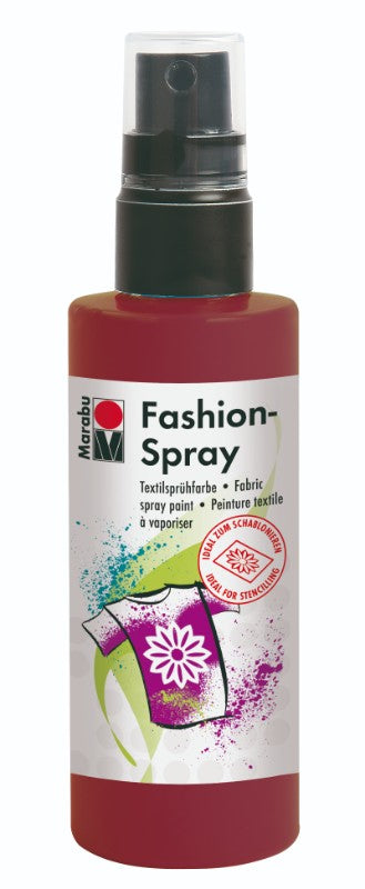 Marabu Fashion Spray 100ml in Bordeaux for vibrant fabric design, ideal for DIY projects and textile art.