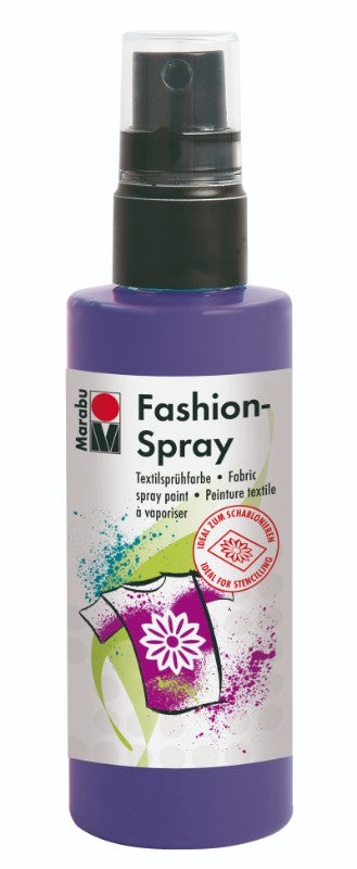 Marabu Fashion Spray in Plum for vibrant, customizable fabric designs on textiles like T-shirts and bags.