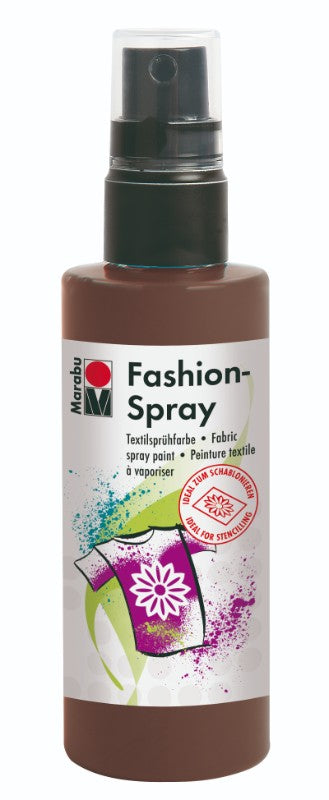 Marabu Fashion Spray 100ml in Cocoa, ideal for personalizing textiles with vibrant colors and easy application techniques.