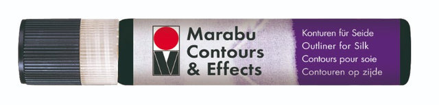 Marabu Contours & Effects 25ml Black fabric paint for vibrant, machine-washable designs on textiles.