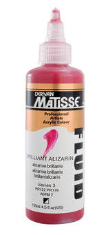 Matisse Fluid Acrylic Paint in Brilliant Alizarin, 135ml, vibrant, highly pigmented, ideal for blending and glazing.