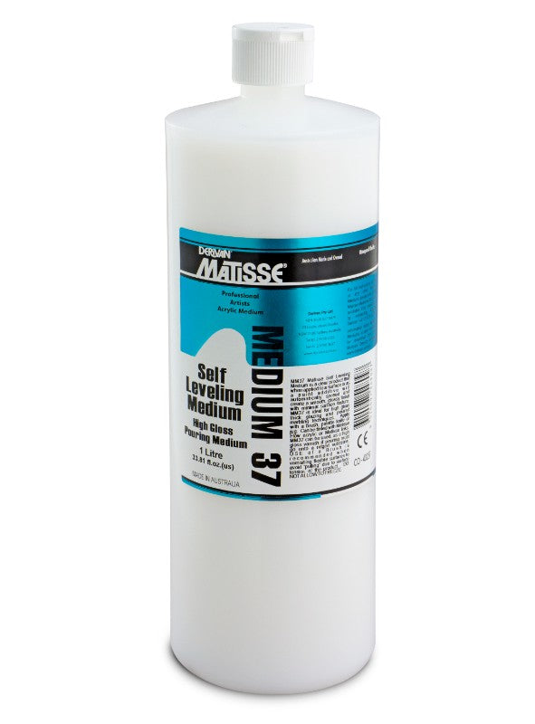 Matisse Mm37 1ltr Self Leveling Medium for acrylic paints, enhancing texture and finish in artwork.