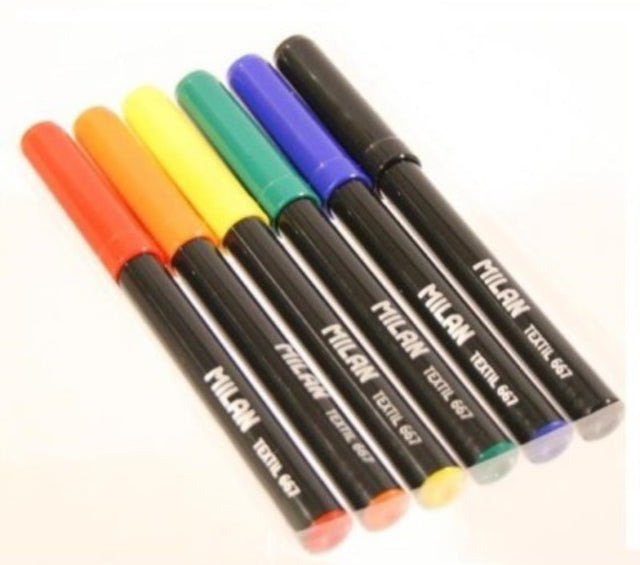 Milan Fibrepens Textile Pen in black, perfect for vibrant fabric designs and easy application on various textiles.