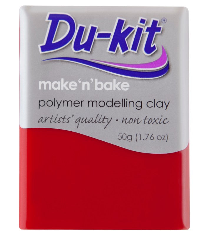 Du-Kit 50g Red Modelling Clay, vibrant and easy to mold, perfect for all crafting projects and skill development.