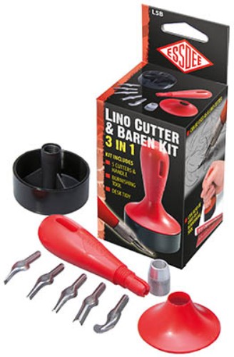 Essdee Lino Cutter & Baren Kit L5b with 5 durable cutters and innovative Baren for easy printing and design creation.