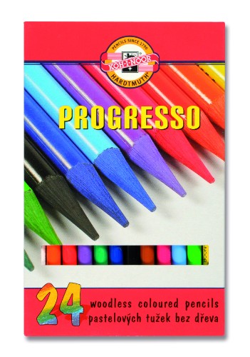 Set of 24 vibrant Progresso Col colored pencils, perfect for artists of all levels, offering smooth application and blendability.