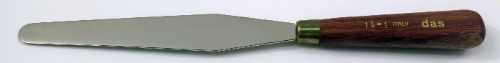 Rgm Large Palette Knife #16/1 with flexible stainless steel blade and ergonomic handle for blending oils and acrylics.