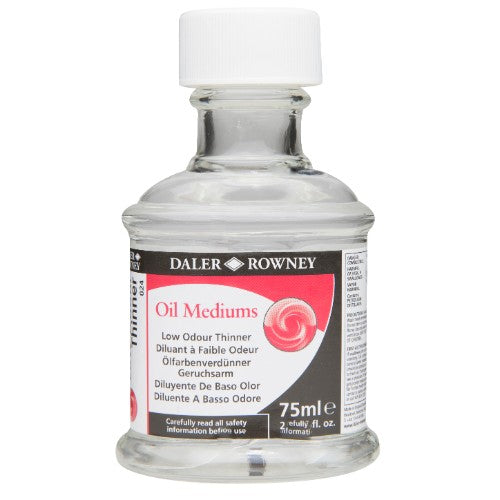 Rown 75ml Low Odour Thinner for oil painting, reduces odour, enhances paint texture, ideal for artists in confined spaces.