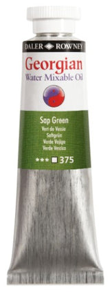 Rown Gwamo 37ml Sap Green oil paint tube, perfect for vibrant landscapes and easy water mixing.